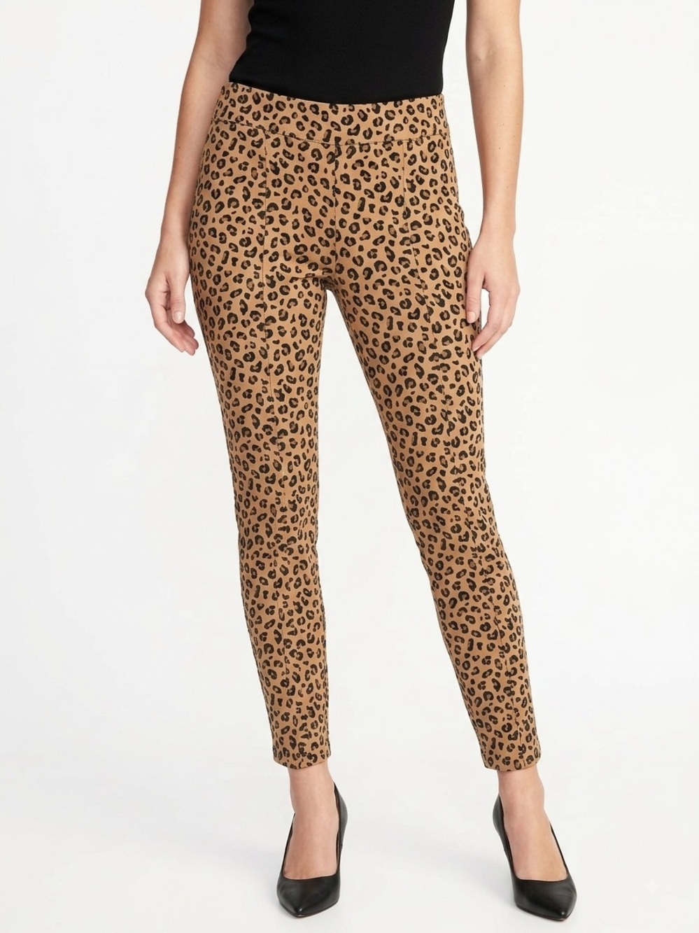 Old Navy Stevie Leopard Print Skinny Ankle Pants Size M Stretch Pull-On